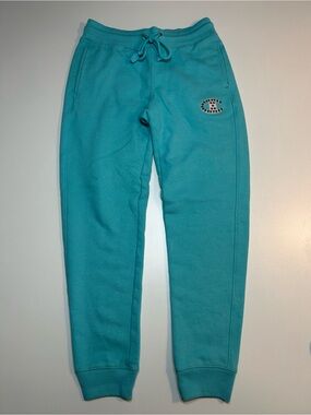 Champion Reverse Weave Rhinestone Flower C Logo Turquoise Teal Joggers Pants